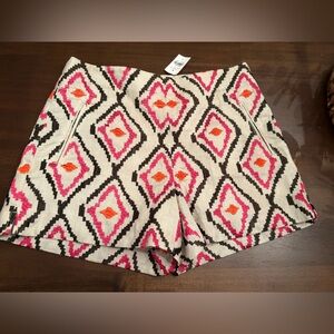 NWT Ann Taylor LOFT Cream Linen Ikat Embroidered Riviera Shorts Size 2 Boho